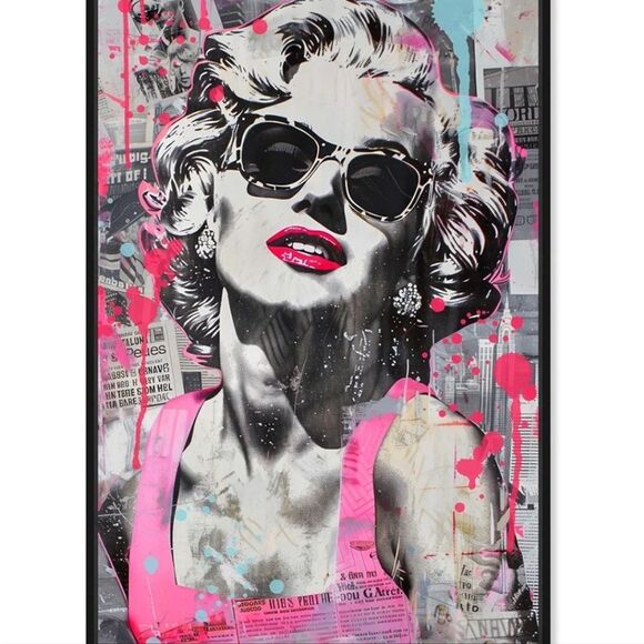 Instinct Style Iconic Star Marilyn Monroe Retro Glam Framed Canvas Wall Decor - Picture 1 of 7